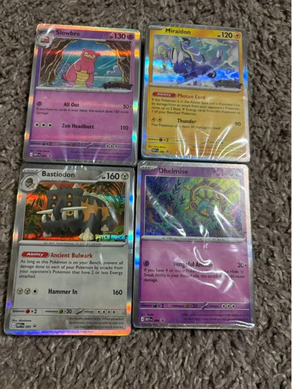 Pokemon TCG Pitch Black Stamped Promos Bastiodon Slowbro Miraidon Dhelmise Cards